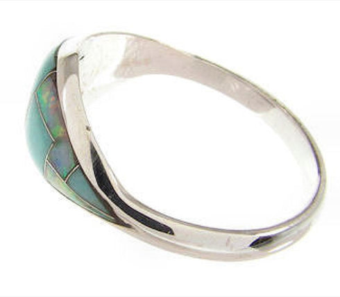 Silver Turquoise And Opal Inlay Ring Southwest Jewelry Size 6 IS60061